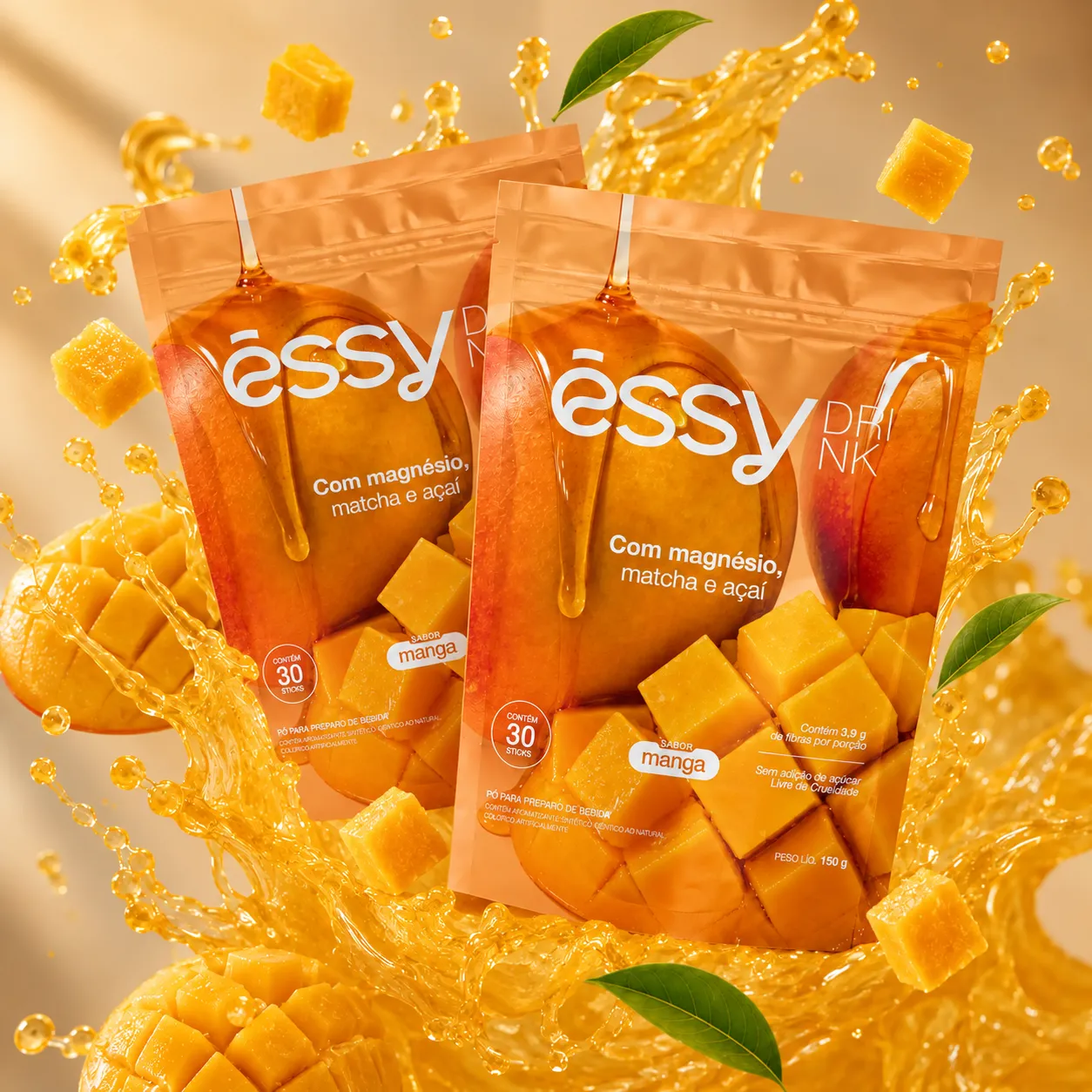 2 pouches de Êssy Drink com splash de manga